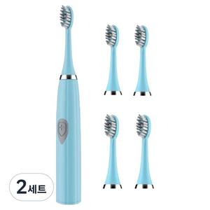 안이네 스마트 배터리전용 전동칫솔 + 칫솔모 4p 세트, 블루, 2세트