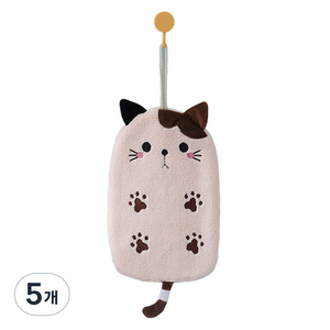 고양이 핸드타올, 핑크, 5개