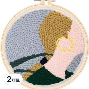 생활의지혜 펀치니들 프랑스 자수 만들기 재료 세트, 2세트, 25 금발소녀