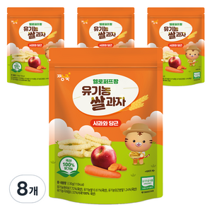 짱죽 유아용 헬로퍼프짱 유기농 쌀과자, 혼합맛(사과/당근), 30g, 8개