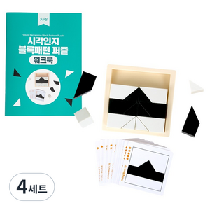 캐스비 튼튼 시각인지 블 록패턴 퍼즐 + 활동지 세트 3073, 혼합색상, 4세트, 1인용