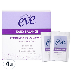 써머스이브 데일리 밸런스 페미닌 클렌징 와입스 12p, 42g, 4개