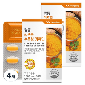 광동제약 리포좀 수용성 커큐민 30g, 30정, 4개