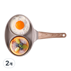 쿠킨 키친플라워 인덕션 겸용 쿠킨 모닝와이드 2구 에그팬, 16cm, 2개