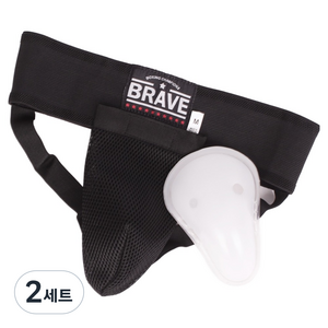 브레이브 벨트형 낭심 보호대 세트, 블랙(보호대), 2세트