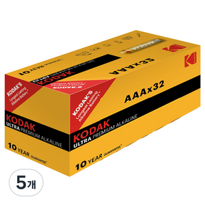 코닥 ULTRA PREMIUM 알카라인 AAA 건전지, 32개입, 5개