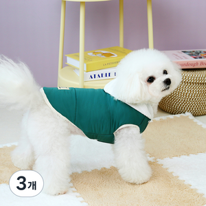쿠펫츠 강아지 경량 후드조끼, 그린, 3개