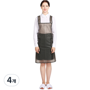 웰프런 우레탄 방수 검정파이핑 앞치마 소, 반투명 블랙, 4개