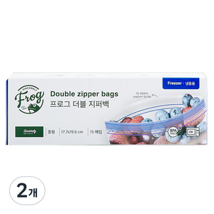 프로그 더블 지퍼백 냉동 중형, 중(M), 15개입, 2개
