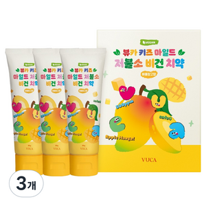 뷰카 키즈 마일드 저불소 비건치약 애플망고향 3p, 240g, 3개