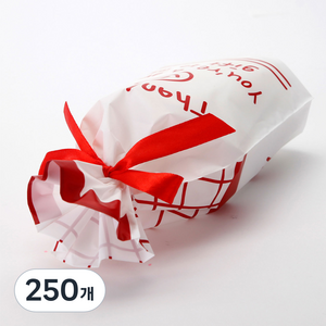 인디케이 스마일 리본 비닐봉투, 250개, 레드