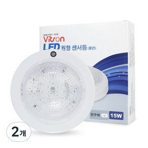 비츠온 LED 원형 센서등 롱런 15W 전구색, 2개