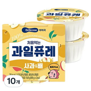 베베쿡 처음먹는 과일퓨레, 사과/배, 80g, 10개