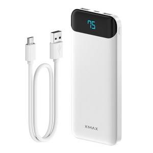 케이맥스 10W 보조배터리 10000mAh 멀티단자 + C타입 케이블 세트, JBPB-10K-25-LG, 화이트