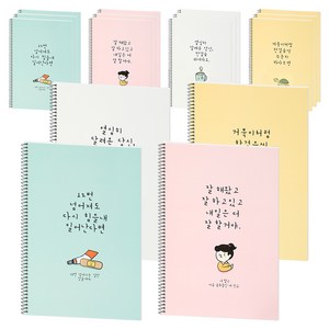 포포팬시 힘내요 유선노트, 화이트 + 핑크 + 민트 + 옐로우, 12개