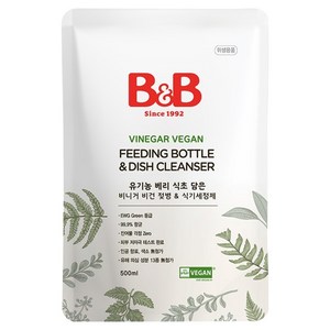 비앤비 비니거 비건 젖병 앤 식기세정제 리필, 1개, 500ml