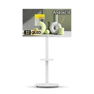더함 FHD QLED 스마트돌비 AI 구글5.0 TV 화이트에디션 + 삼탠바이미 이동식 티비스탠드 라이트 세트, 81cm(32인치), NA321QLED(TV), MS22-241-W(스탠드), 이동형 스탠드, 고객직접설치