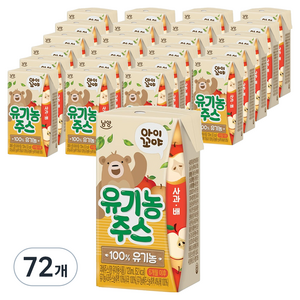아이꼬야 유기농 주스, 혼합맛(사과/배), 120ml, 72개