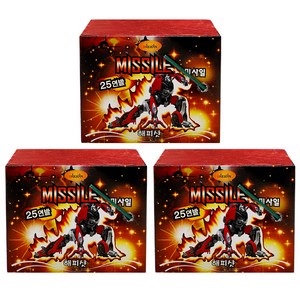 25연발 해피샷 불꽃놀이 연발 폭죽 3p, 혼합색상, 3개