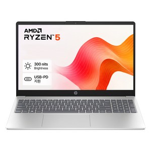 HP 2026 노트북 15 라이젠5 라이젠 7000 시리즈, Natural silver, 512GB, 16GB, Free DOS, 15-fc1061AU 골드박스 특가