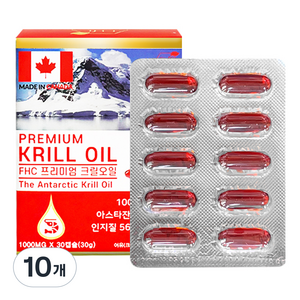 FHC 프리미엄 크릴오일 30g, 30정, 10개