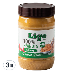 리고 100% 땅콩버터 청키, 453g, 3개