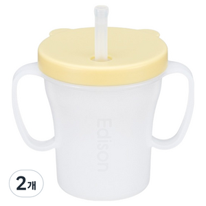 에디슨 베이비 흘림방지 빨대컵, 옐로우, 2개, 200ml