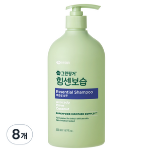 그린핑거 유아용 힘센보습 에센셜 샴푸, 500ml, 8개