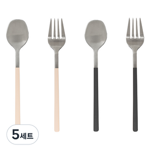 메종오브제 시에르 딜라잇 커트러리 티스푼 티포크 세트 아이보리 + 차콜블랙, 5세트, 티스푼 2p + 티포크 2p