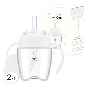 티지엠 유아용 쌀알 트라이탄 빨대컵 mini, 160ml, 2개, 퓨어화이트