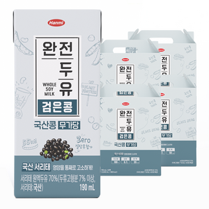 완전두유 전두유 국산 검은콩 무가당 두유, 190ml, 64개 골드박스 특가