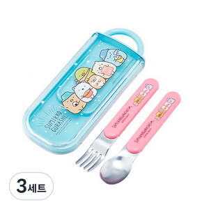 스케이터 CC2 슬라이드식 스푼 + 포크 + 케이스 세트, 스밋코구라시, 3세트, 스푼+포크+케이스