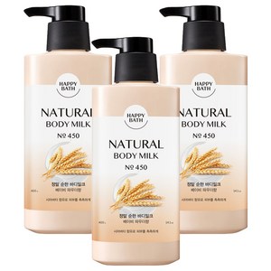 [비건뷰티] 해피바스 정말 순한 바디밀크 베이비 파우더향, 400g, 3개
