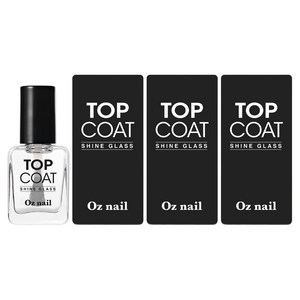 오즈네일 샤인 글라스 고광택 탑코트, 8ml, 투명, 3개