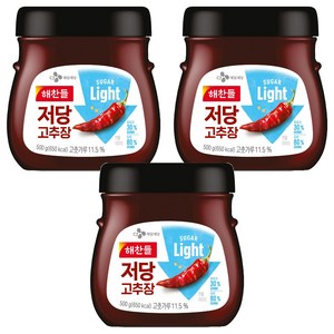 해찬들 저당 고추장, 500g, 3개