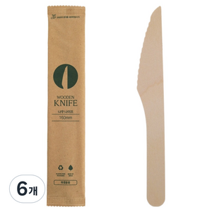 요리를그리다 우드 나이프 개별포장 160mm, 25개입, 6개