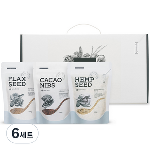 착한습관 슈퍼푸드 3종 카카오닙스 + 햄프씨드 + 볶음아마씨, 6세트