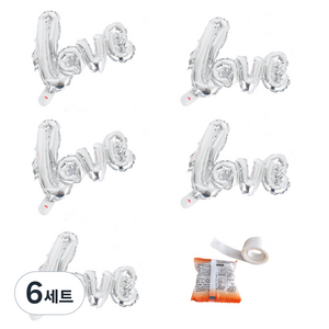 파티쇼 메세지 은박 풍선 러브 소 5p + 글루닷 세트, 실버, 6세트