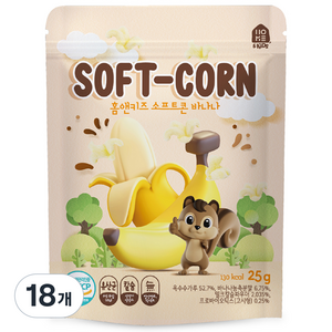 홈앤키즈 소프트콘 바나나 과자 25g, 18개