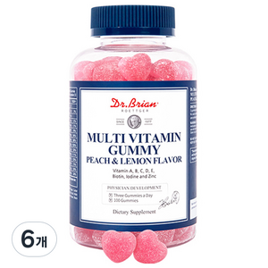 닥터브라이언 멀티비타민 구미 복숭아 & 레몬맛, 100정, 300g, 6개