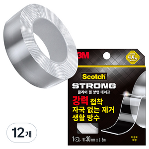 스카치 클리어 겔 양면테이프 30mm x 3m, 투명, 12개