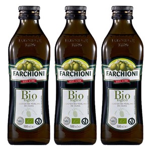 파르키오니 유기농 엑스트라 버진 올리브유, 500ml, 3개