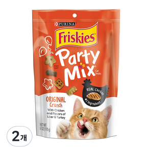 프리스키 고양이 오리지날 파티믹스 멀티팩 간식, 혼합맛(닭고기/간/칠면조), 170g, 2개