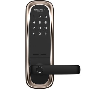 솔리티 웰콤 그립온 지문인식 무타공 손잡이 있음 도어락, WM-650B, 고객직접설치