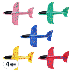 피앤비유니티 스치로폼 글라이더 비행기 세트, 03 핑크, 블루, 옐로우, 그린, 레드, 4세트