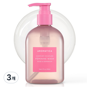 아로마티카 컴포트 모이스처 워시 로즈 & 제라늄, 3개, 200ml