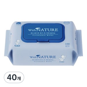 위드네이쳐 변기 쏙 비데 물티슈, 40개, 100매, 70g