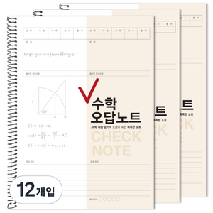 투영디자인 체크 수학 오답노트, 베이지, 12개입