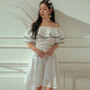 벤디스 피핀오프 페미닌 오프숄더 원피스 H300, 화이트