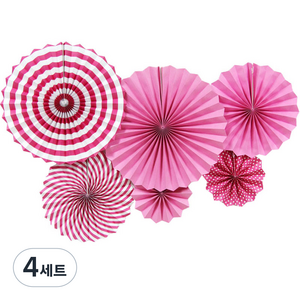 하이어리 돌잔치 생일파티 장식 원컬러 데코 페이퍼팬 6종 세트, 핫핑크, 4세트